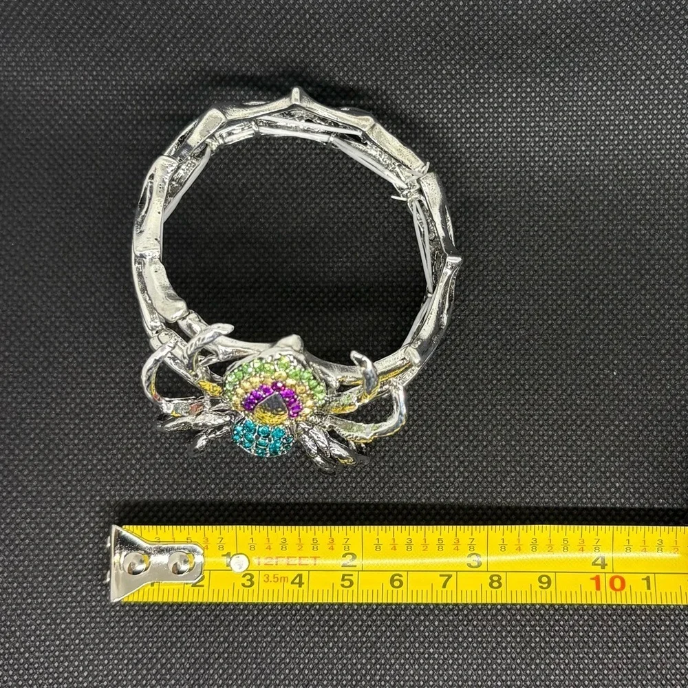 Statement Spicer Web Cuff Bracelet | Crystal Rhinestone | Halloween Gothcore - Picture 5 of 7